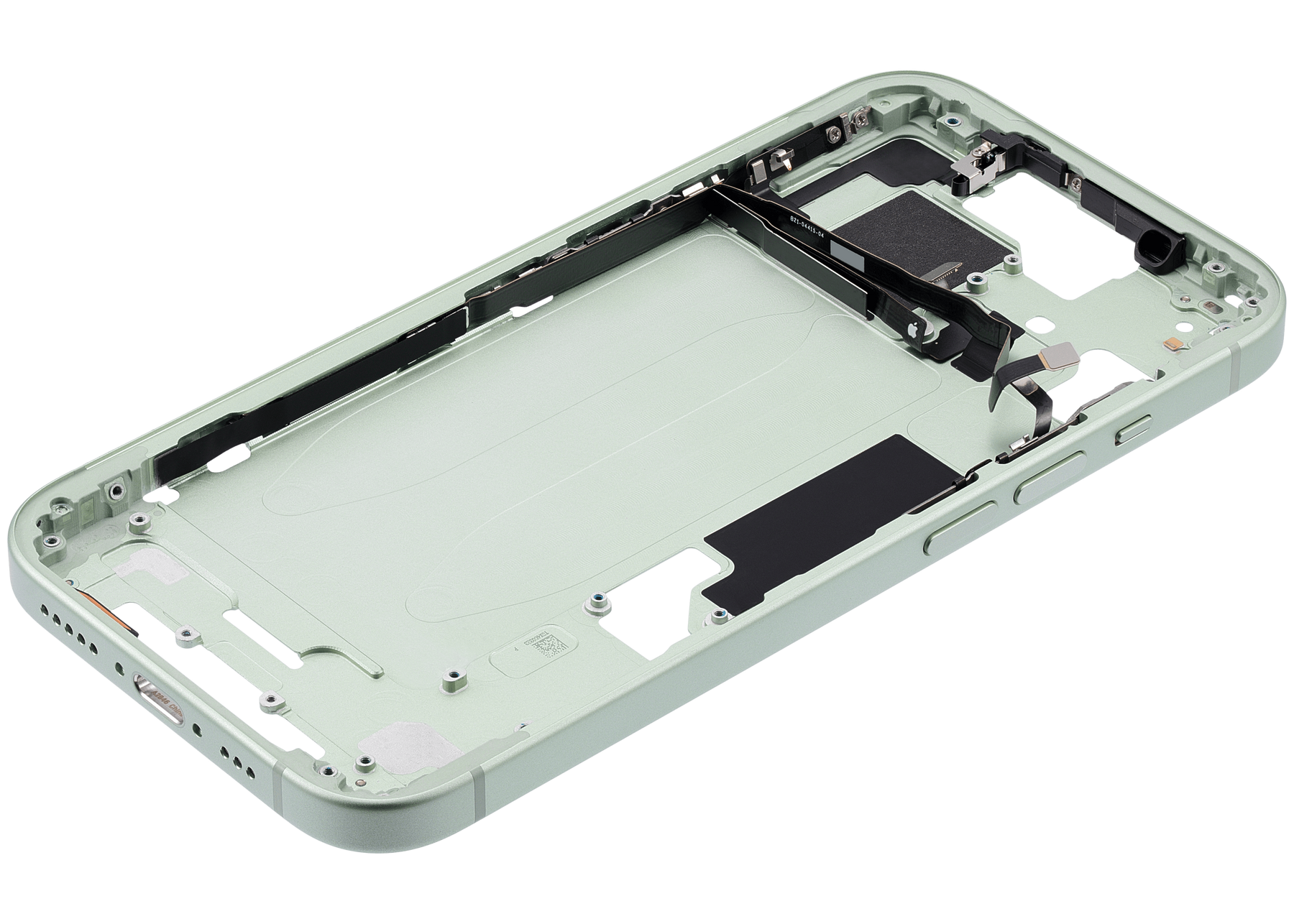 Mid-Frame Housing With Power And Volume Button Compatible For iPhone 15 (US Version) (Used OEM Pull: Grade A) (Green)