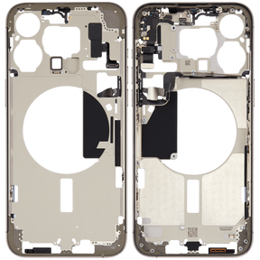 Mid-Frame Housing With Power And Volume Button Compatible For iPhone 15 Pro Max (US Version) (Used OEM Pull: Grade A) (Natural Titanium)