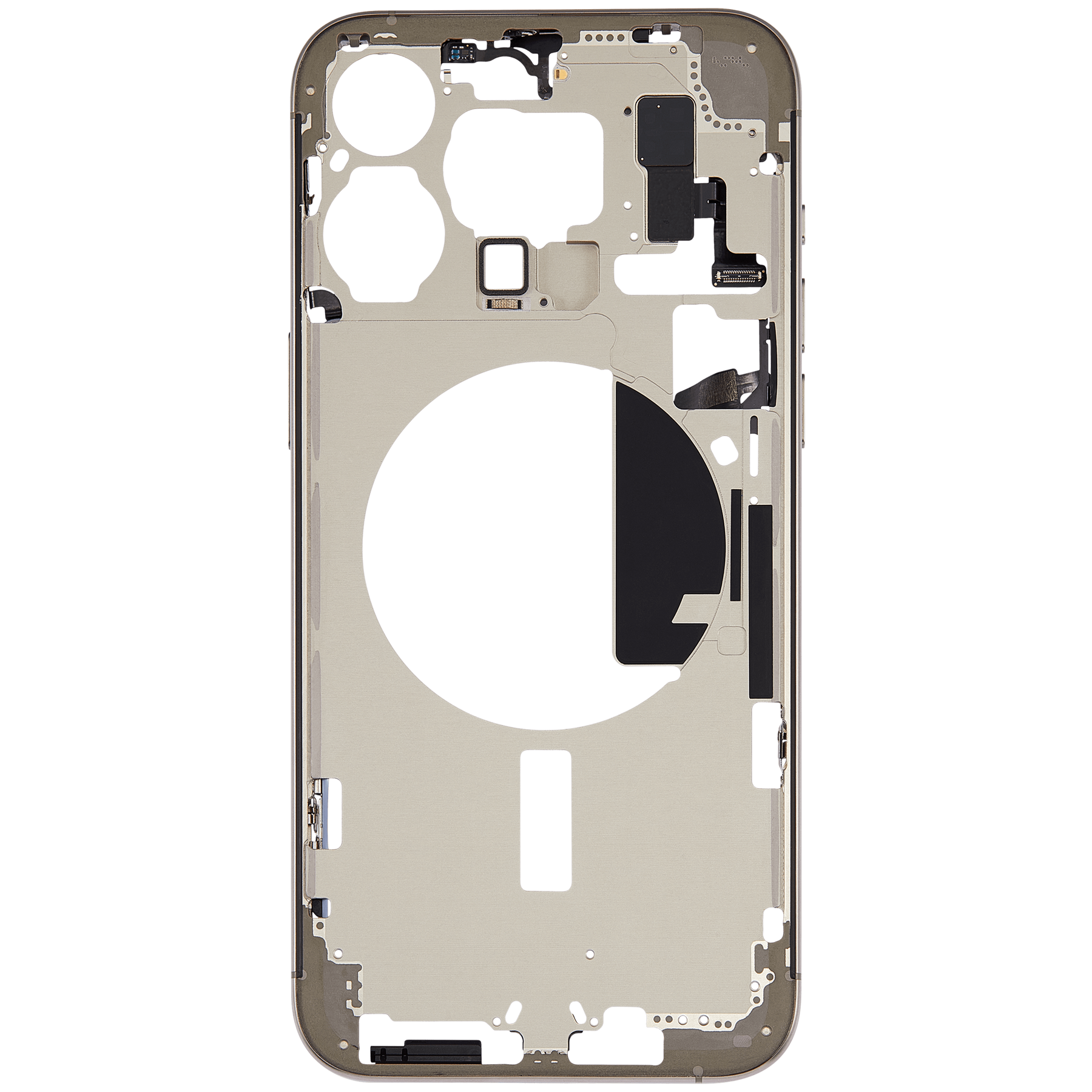 Mid-Frame Housing With Power And Volume Button Compatible For iPhone 15 Pro Max (US Version) (Used OEM Pull: Grade A) (Natural Titanium)