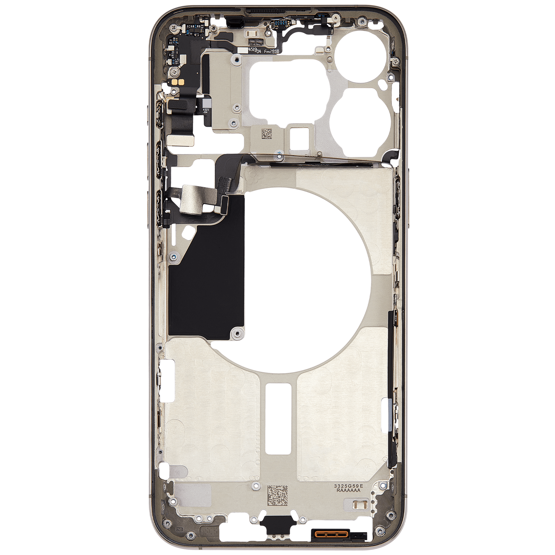 Mid-Frame Housing With Power And Volume Button Compatible For iPhone 15 Pro Max (US Version) (Used OEM Pull: Grade A) (Natural Titanium)