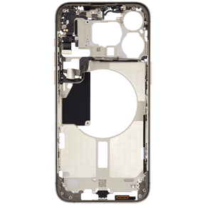 Mid-Frame Housing With Power And Volume Button Compatible For iPhone 15 Pro Max (US Version) (Used OEM Pull: Grade A) (Natural Titanium)