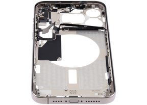Mid-Frame Housing With Power And Volume Button Compatible For iPhone 15 Pro Max (US Version) (Used OEM Pull: Grade A) (Natural Titanium)