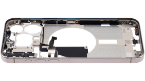 Mid-Frame Housing With Power And Volume Button Compatible For iPhone 15 Pro Max (US Version) (Used OEM Pull: Grade A) (Natural Titanium)