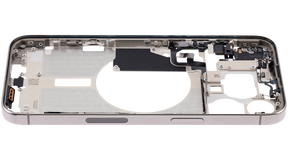 Mid-Frame Housing With Power And Volume Button Compatible For iPhone 15 Pro Max (US Version) (Used OEM Pull: Grade A) (Natural Titanium)