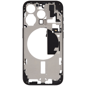Mid-Frame Housing With Power And Volume Button Compatible For iPhone 15 Pro (US Version) (Used OEM Pull: Grade A) (Black Titanium)