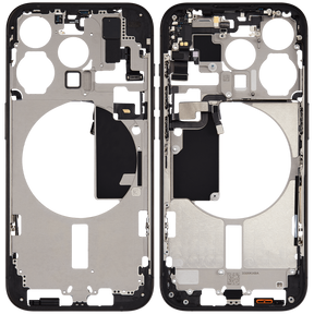 Mid-Frame Housing With Power And Volume Button Compatible For iPhone 15 Pro (US Version) (Used OEM Pull: Grade A) (Black Titanium)