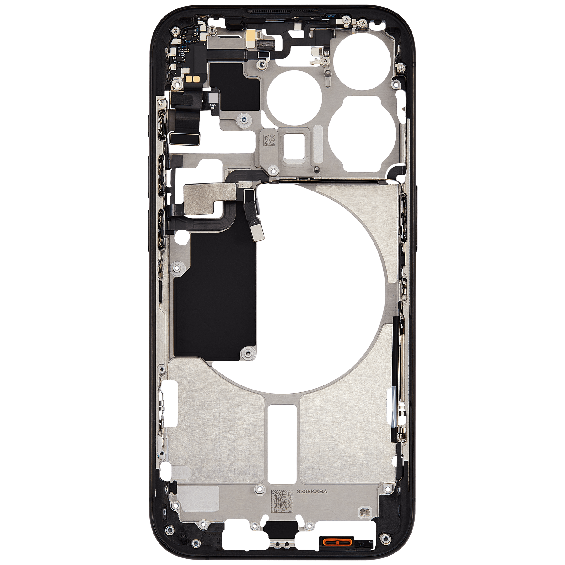 Mid-Frame Housing With Power And Volume Button Compatible For iPhone 15 Pro (US Version) (Used OEM Pull: Grade A) (Black Titanium)