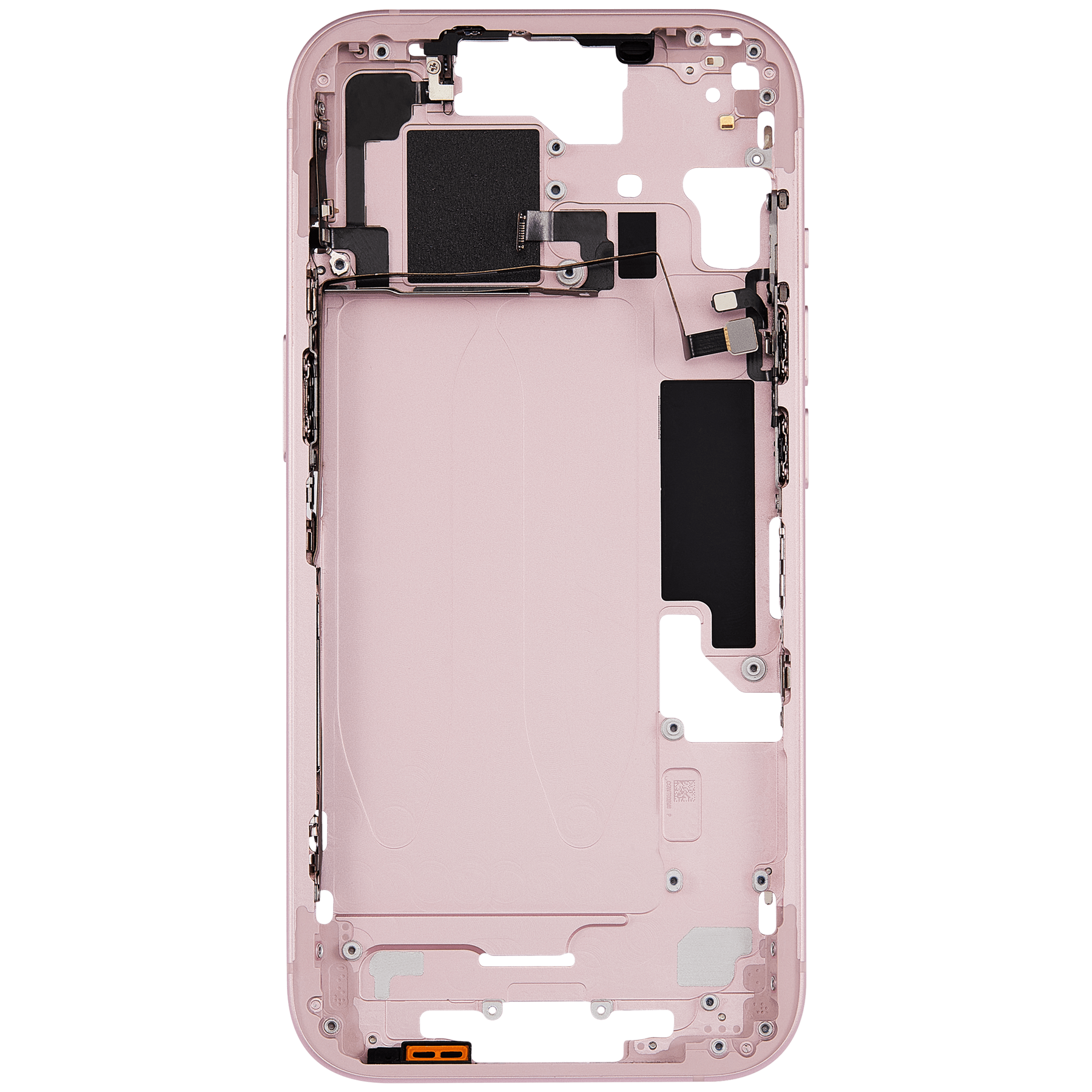 Mid-Frame Housing With Power And Volume Button Compatible For iPhone 15 (US Version) (Used OEM Pull: Grade A) (Pink)