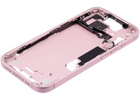 Mid-Frame Housing With Power And Volume Button Compatible For iPhone 15 (US Version) (Used OEM Pull: Grade A) (Pink)