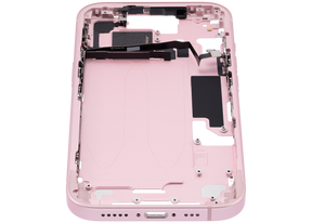 Mid-Frame Housing With Power And Volume Button Compatible For iPhone 15 (US Version) (Used OEM Pull: Grade A) (Pink)