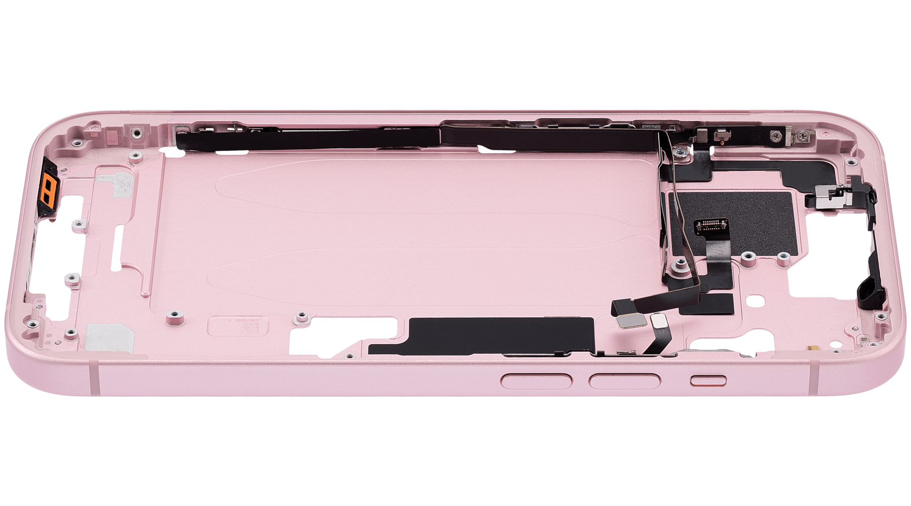 Mid-Frame Housing With Power And Volume Button Compatible For iPhone 15 (US Version) (Used OEM Pull: Grade A) (Pink)