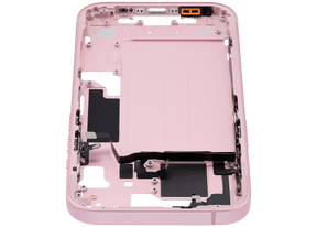 Mid-Frame Housing With Power And Volume Button Compatible For iPhone 15 (US Version) (Used OEM Pull: Grade A) (Pink)