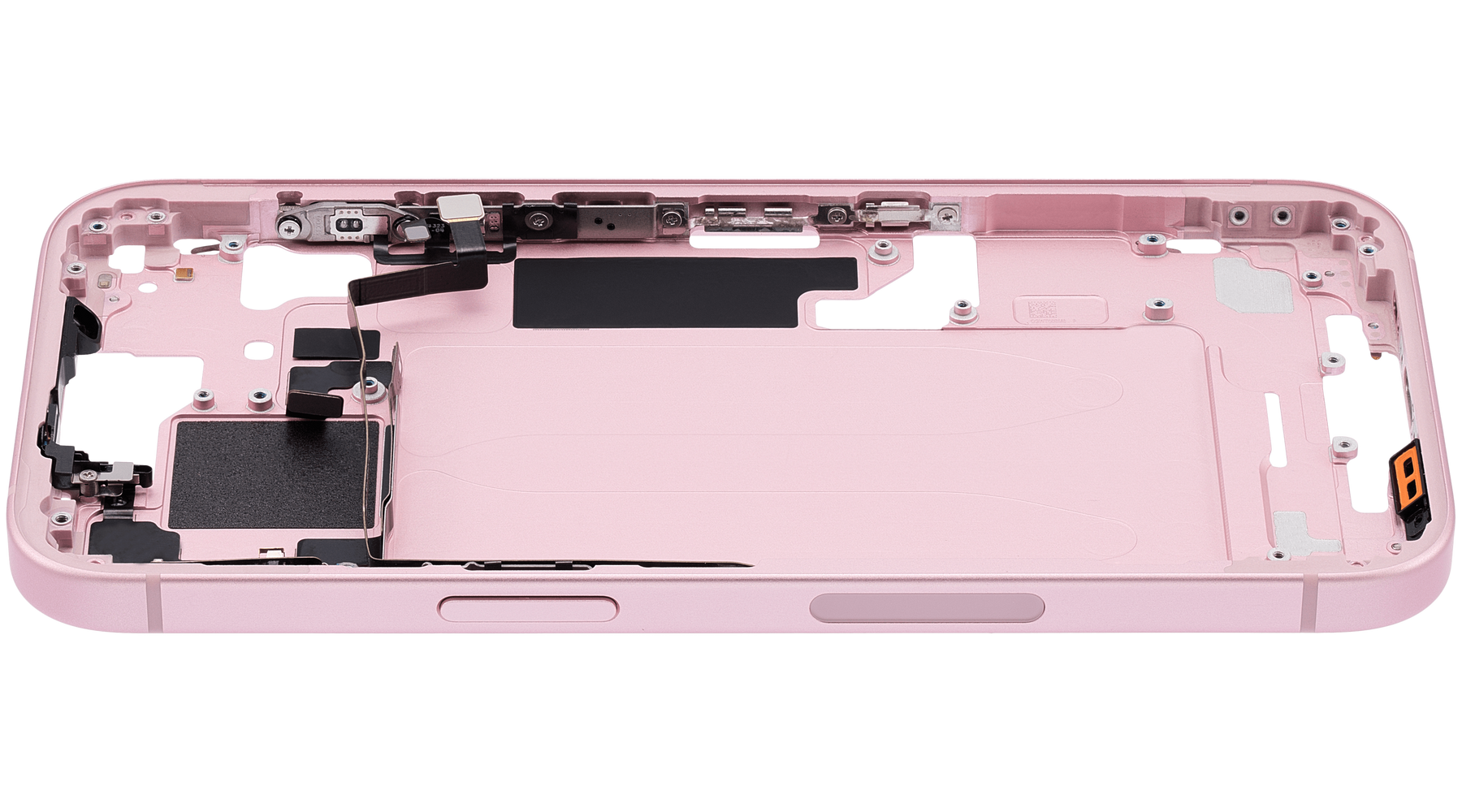 Mid-Frame Housing With Power And Volume Button Compatible For iPhone 15 (US Version) (Used OEM Pull: Grade A) (Pink)