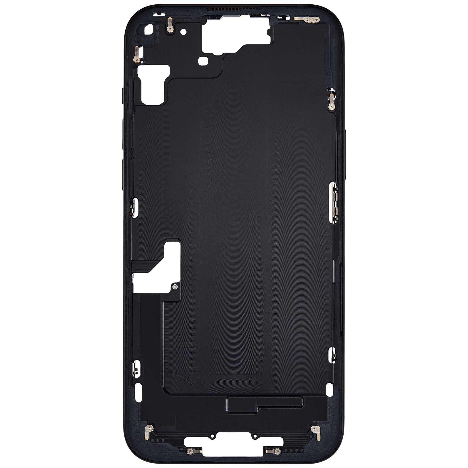 Mid-Frame Housing With Power And Volume Button Compatible For iPhone 15 Plus (US Version) (Used OEM Pull: Grade A) (Black)