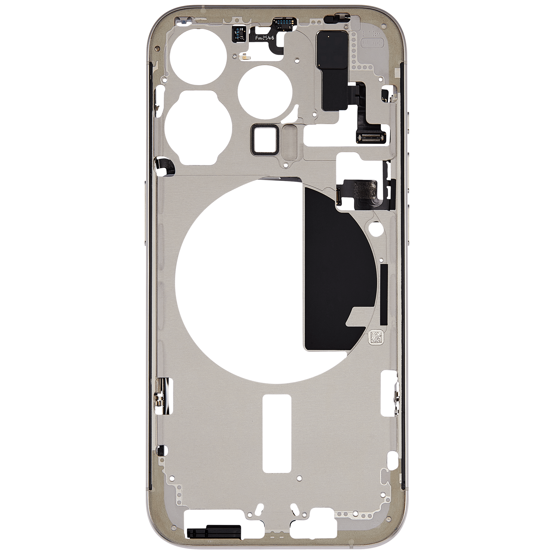 Mid-Frame Housing With Power And Volume Button Compatible For iPhone 15 Pro (US Version) (Used OEM Pull: Grade A) (Natural Titanium)
