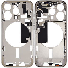 Mid-Frame Housing With Power And Volume Button Compatible For iPhone 15 Pro (US Version) (Used OEM Pull: Grade A) (Natural Titanium)