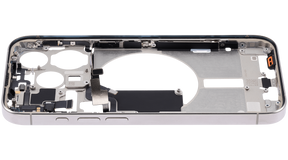 Mid-Frame Housing With Power And Volume Button Compatible For iPhone 15 Pro (US Version) (Used OEM Pull: Grade A) (Natural Titanium)