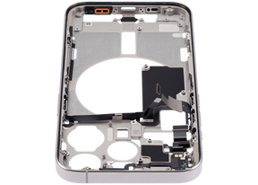 Mid-Frame Housing With Power And Volume Button Compatible For iPhone 15 Pro (US Version) (Used OEM Pull: Grade A) (Natural Titanium)