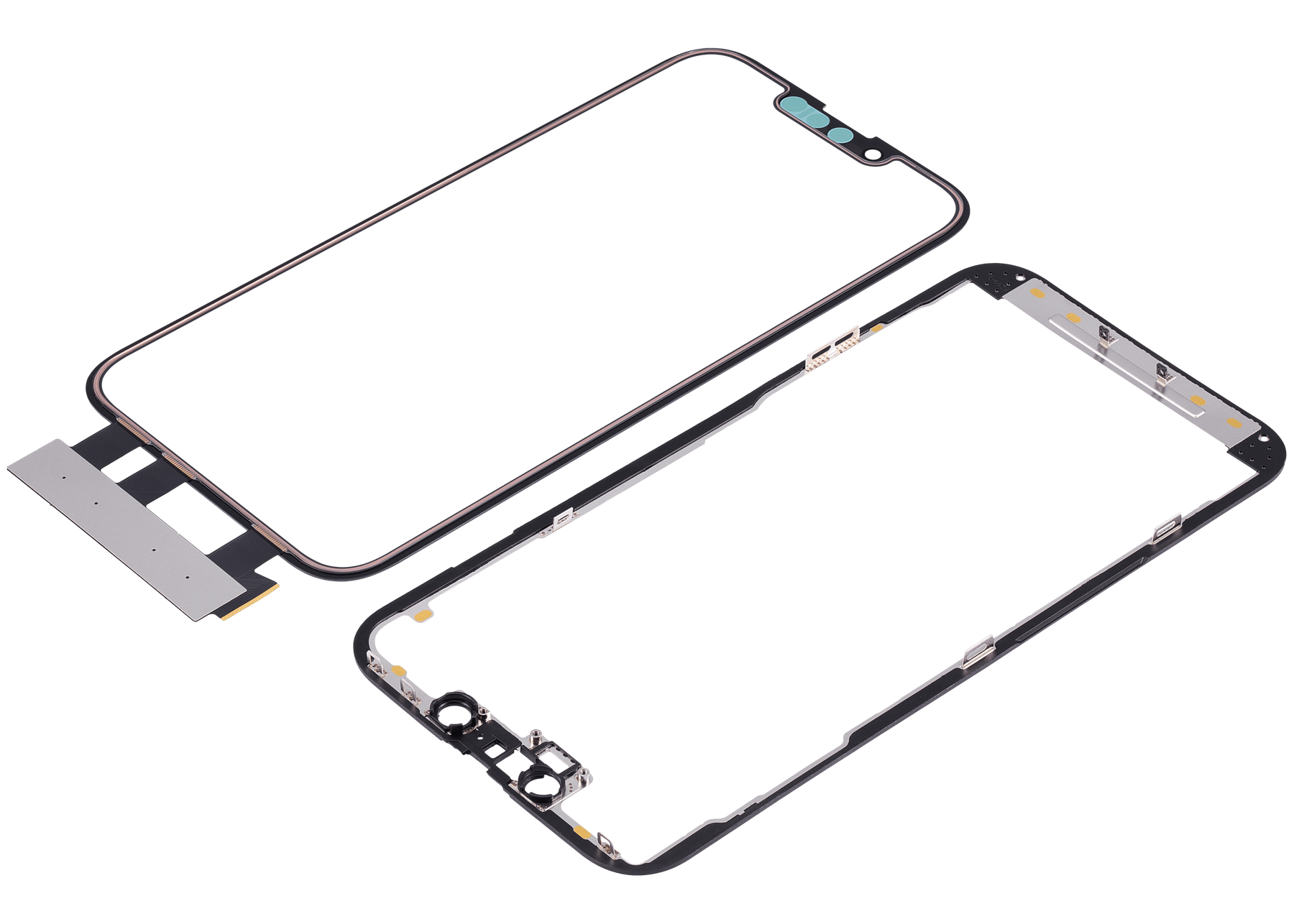 4 in 1 Short Flex (Digitizer Touch With Glass + OCA + Frame Pre-installed) Compatible For iPhone 13 Pro (OCA Master)