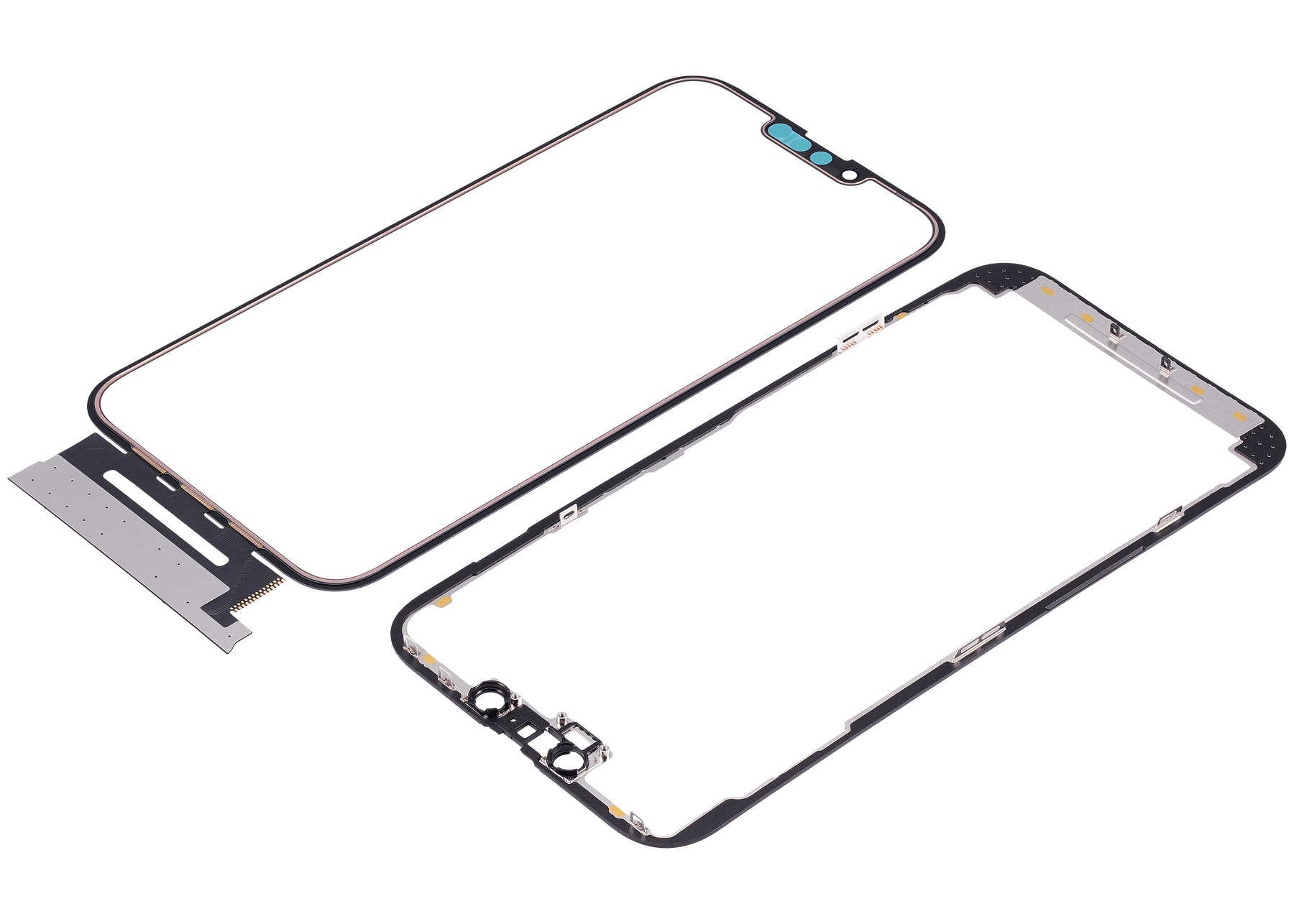 4 in 1 Short Flex (Digitizer Touch With Glass + OCA + Frame Pre-installed) Compatible For iPhone 13 Pro Max (OCA Master)