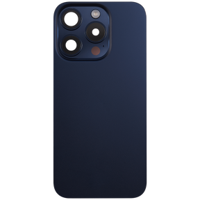 Back Glass With Steel Plate With Wireless NFC Charging MagSafe Magnet & Flashlight Flex Compatible For iPhone 15 Pro (Used OEM Pull: Grade A) (Blue Titanium)