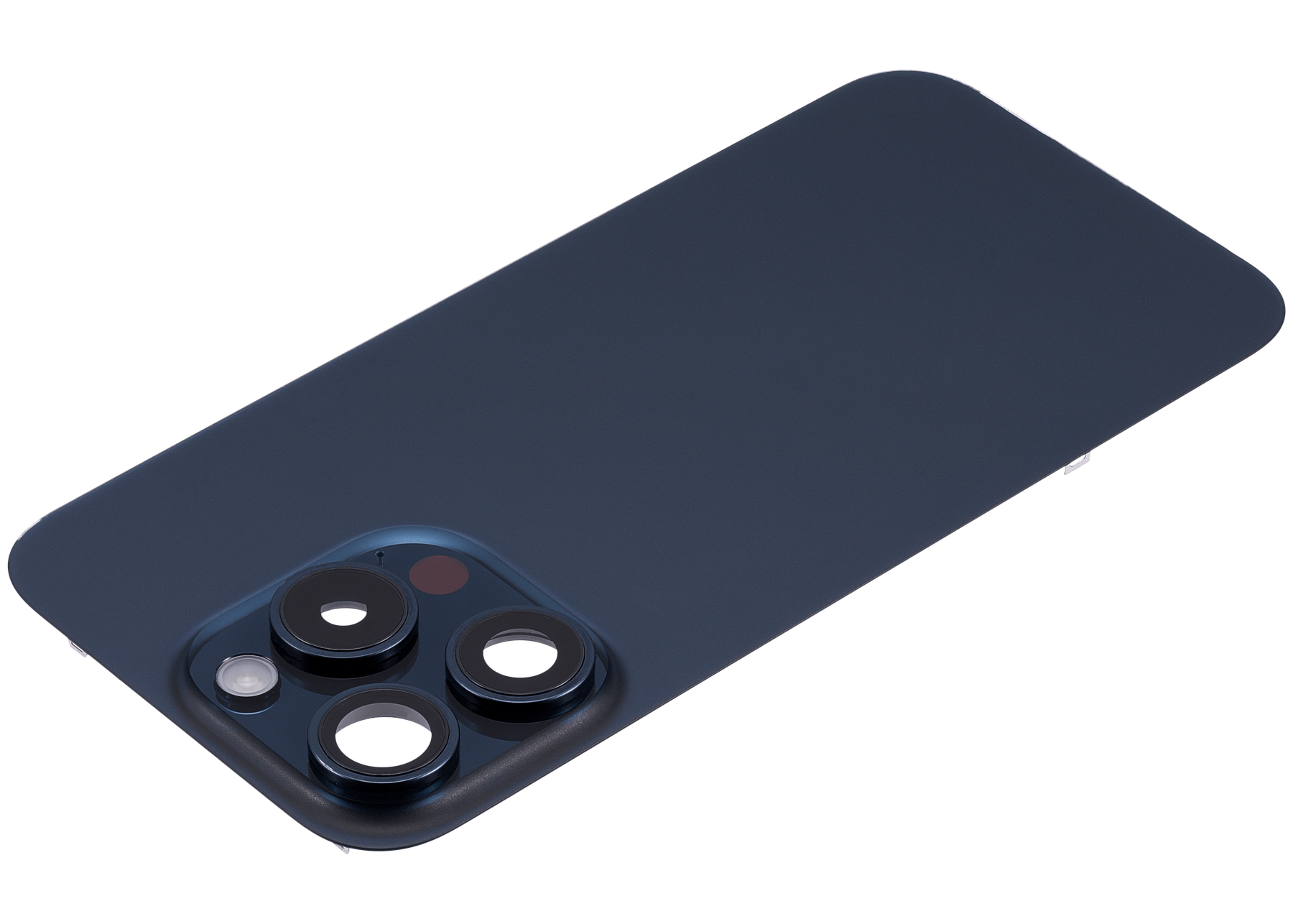 Back Glass With Steel Plate With Wireless NFC Charging MagSafe Magnet & Flashlight Flex Compatible For iPhone 15 Pro (Used OEM Pull: Grade A) (Blue Titanium)