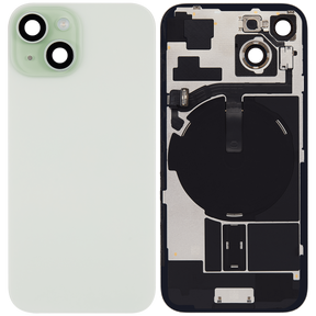 Back Glass With Steel Plate With Wireless NFC Charging MagSafe Magnet & Flashlight Flex Compatible For iPhone 15 (Used OEM Pull: Grade A) (Green)