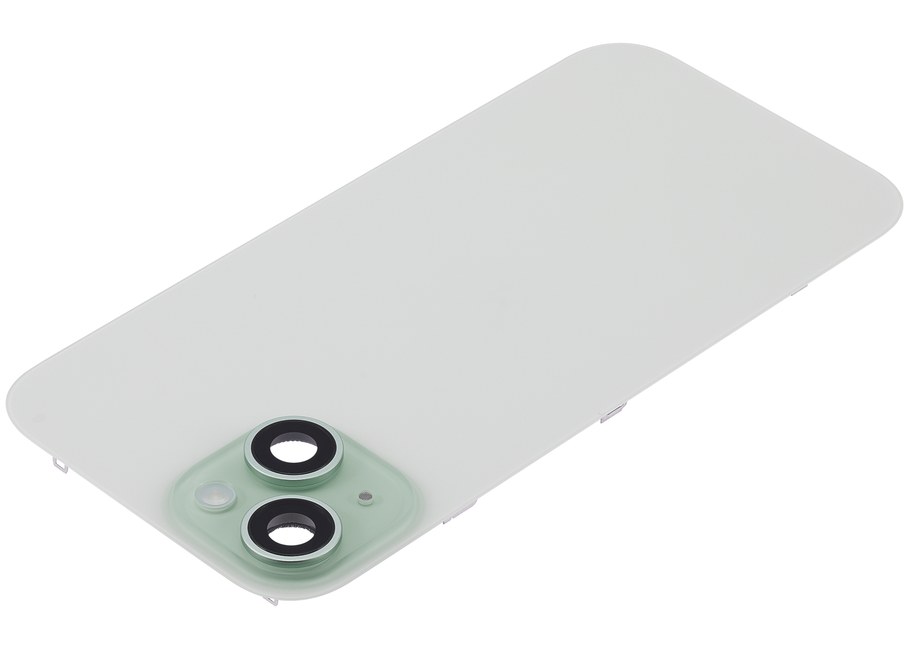 Back Glass With Steel Plate With Wireless NFC Charging MagSafe Magnet & Flashlight Flex Compatible For iPhone 15 (Used OEM Pull: Grade A) (Green)