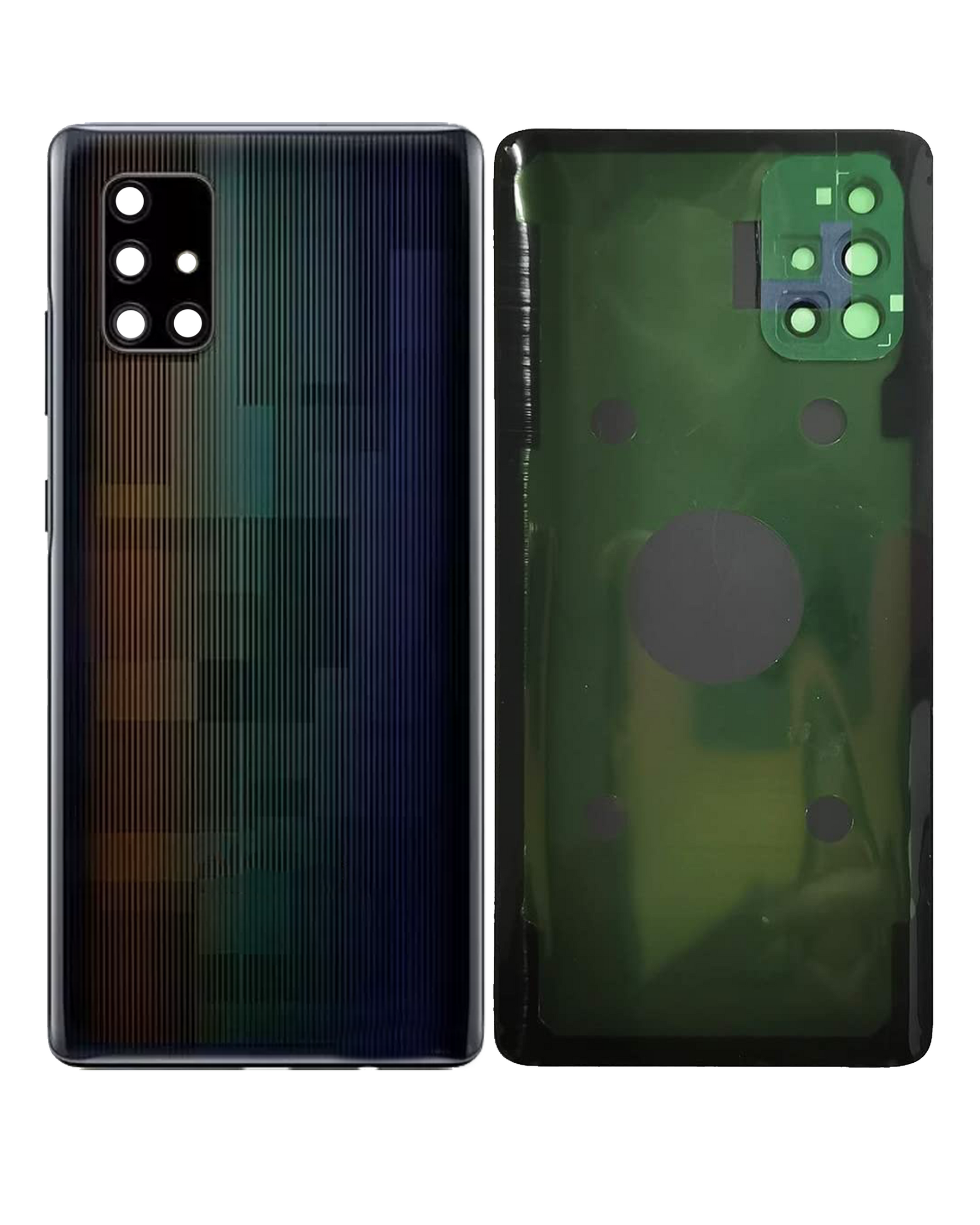 Back Cover Glass With Camera Lens Compatible Samsung Galaxy A71 5G Replacement (A716V / 2020) (Service Pack) (Prism Cube Black)