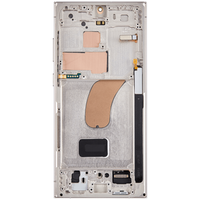 OLED Assembly With Frame Compatible For Samsung Galaxy S23 Ultra 5G Replacement(US & International) (Service Pack) (Cream)