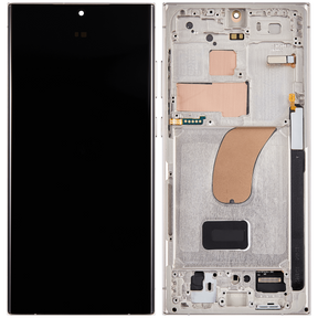 OLED Assembly With Frame Compatible For Samsung Galaxy S23 Ultra Replacement(US & International) (Vemake) (Cream)