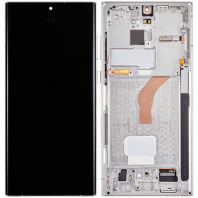 OLED Assembly With Frame Compatible For Samsung Galaxy S22 Ultra 5G Replacement (Service Pack) (Phantom White)