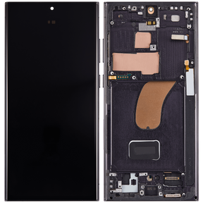 OLED Assembly With Frame Compatible For Samsung Galaxy S23 Ultra Replacement(US & International) (Refurbished) (Phantom Black)