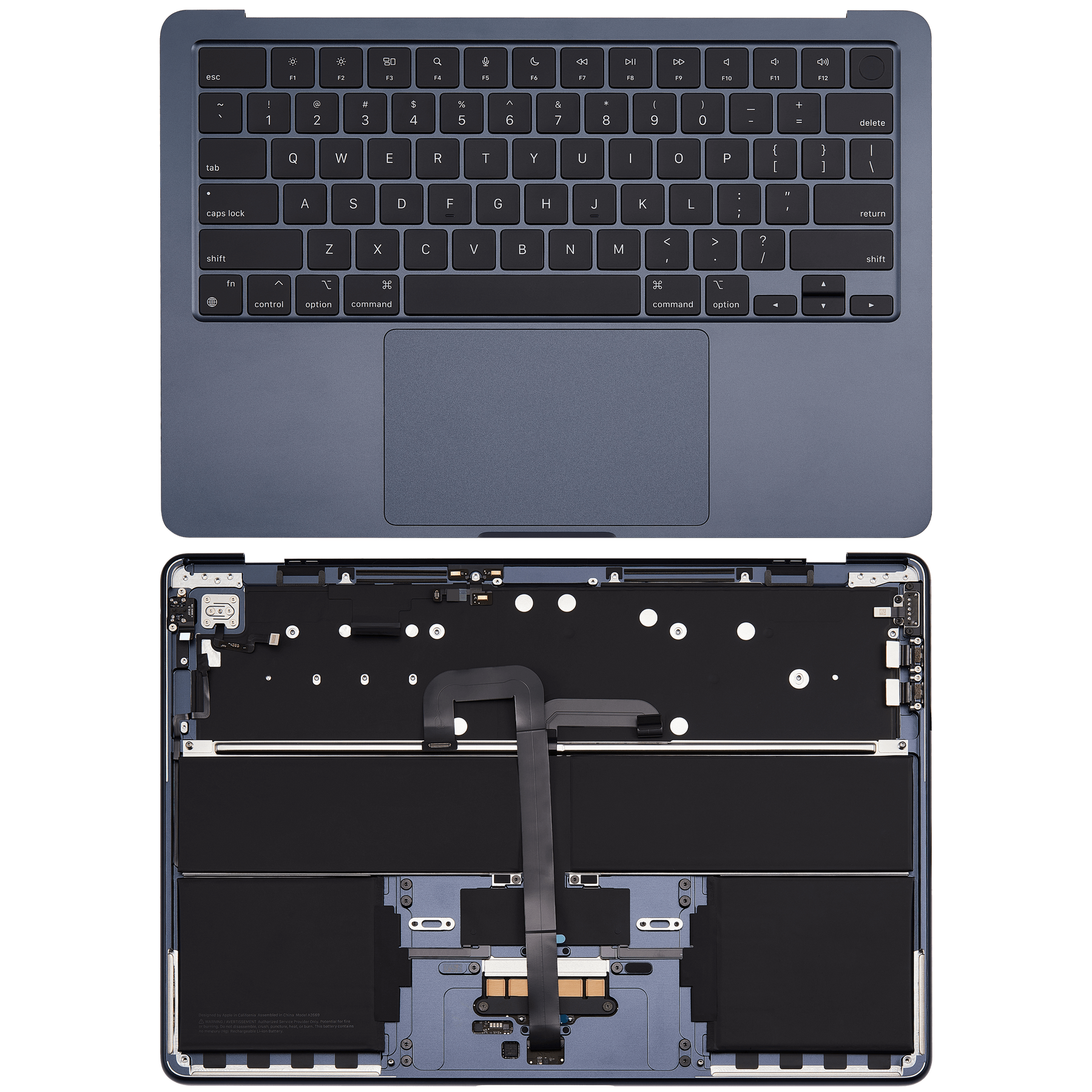 Top Case Assembly With Battery And Keyboard Compatible For MacBook Air 13" (A2681 / Mid 2022) (US Keyboard) (Midnight)