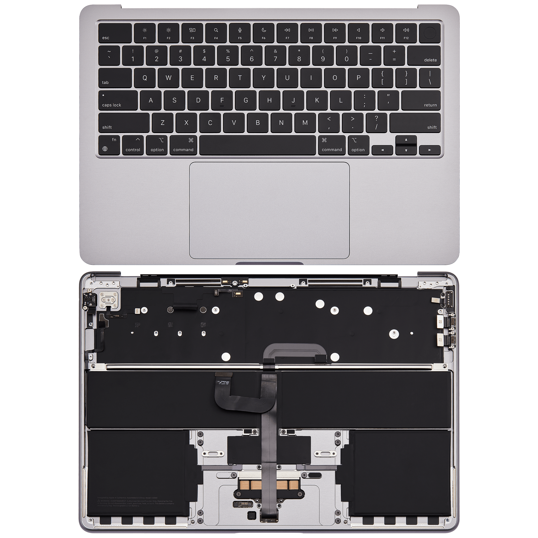 Top Case Assembly With Battery And Keyboard Compatible For MacBook Air 13" (A2681 / Mid 2022) (Space Gray) (US Keyboard)