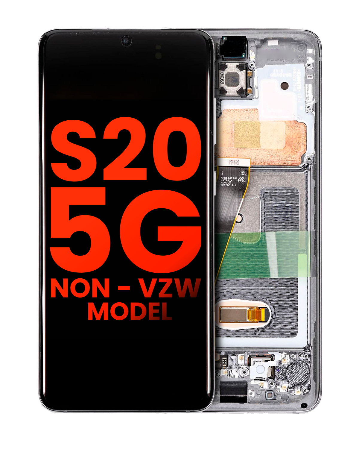 OLED Assembly With Frame Compatible For Samsung Galaxy S20 5G Replacement by Macfactory.Store (Non-Verizon 5G UW Frame) (Vemake) (Cloud White)