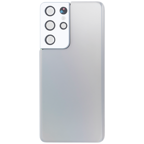 Back Cover Glass With Camera Lens Compatible For Samsung Galaxy S21 Ultra Replacement (Service Pack) (Phantom silver)