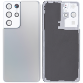 Back Cover Glass With Camera Lens Compatible For Samsung Galaxy S21 Ultra Replacement (Service Pack) (Phantom silver)