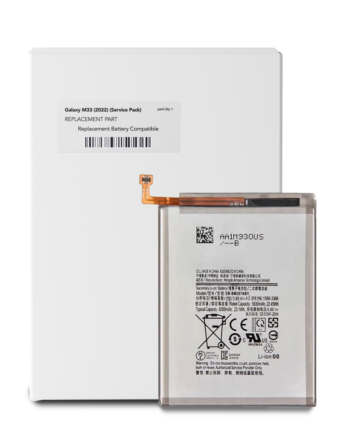 Replacement Battery Compatible For Samsung Galaxy M33 (M336 / 2022) (EB-BM526ABS) (Service Pack)