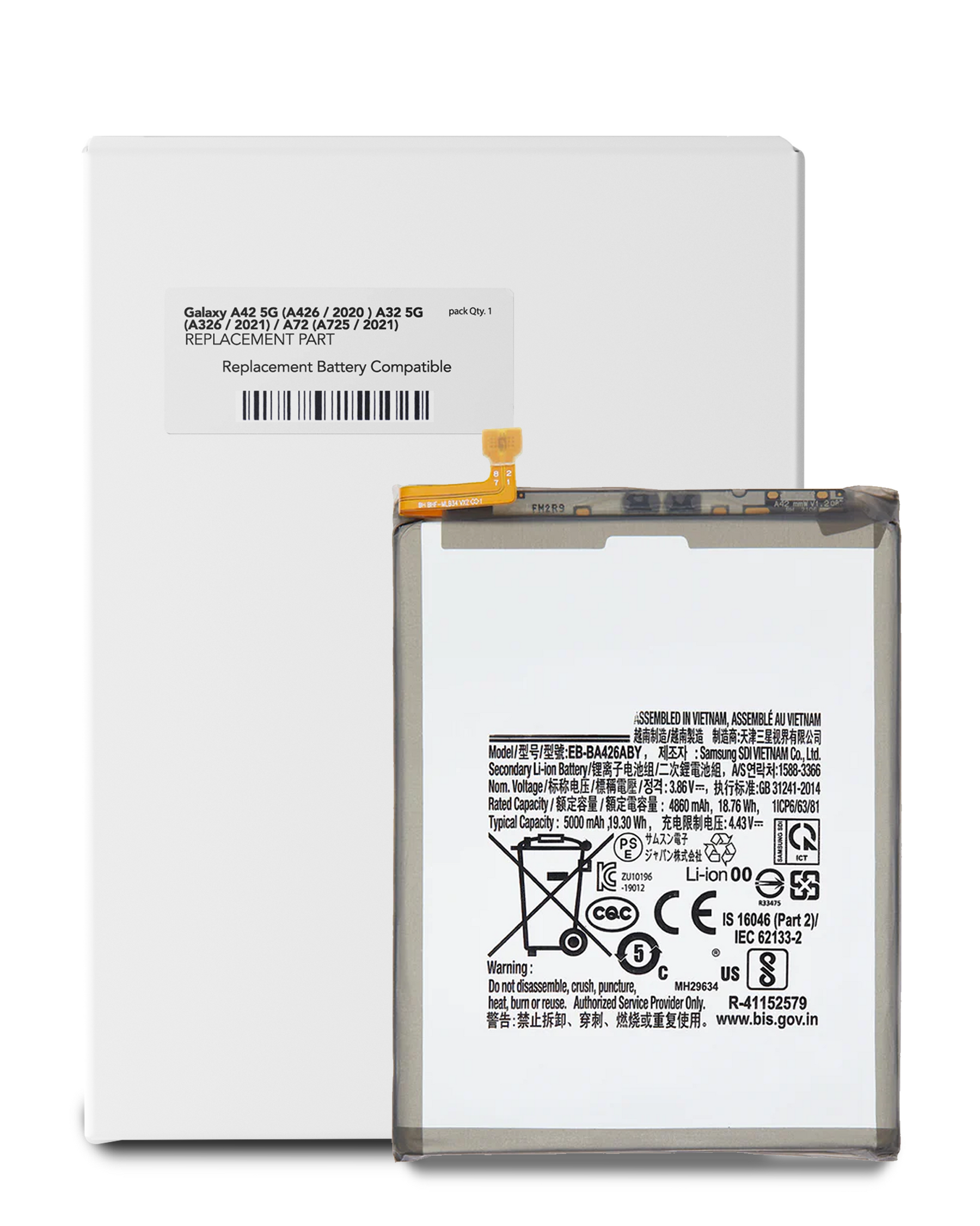 Replacement Battery Compatible For Samsung Galaxy A42 5G (A426 / 2020 ) A32 5G (A326 / 2021) / A72 (A725 / 2021) (Service Pack)