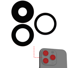 Back Camera Lens (Glass Only) With Adhesive Compatible For iPhone 15 Pro (3 Piece Set) (Aftermarket Plus)