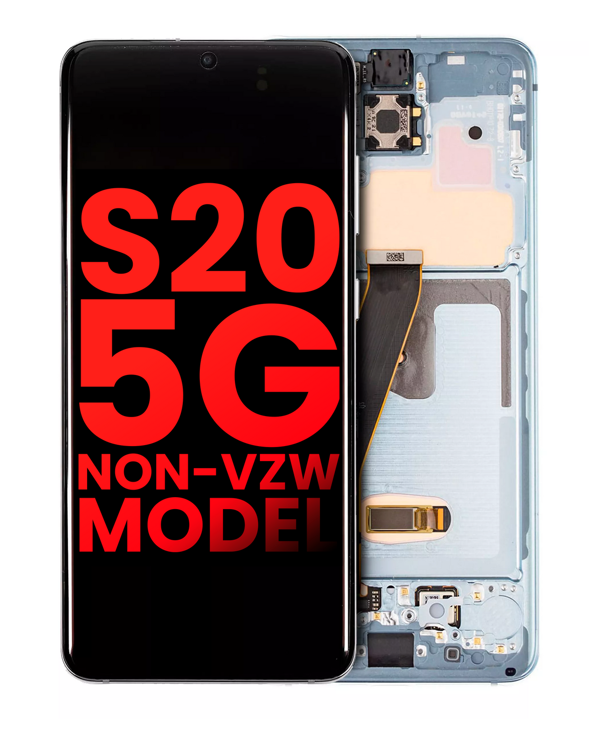 Replacement OLED Assembly With Frame Compatible For Samsung Galaxy S20 5G (Non-Verizon 5G UW Frame) (Vemake) (Cloud Blue)