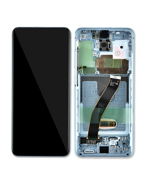Replacement OLED Assembly With Frame Compatible For Samsung Galaxy S20 5G (Non-Verizon 5G UW Frame) (Vemake) (Cloud Blue)
