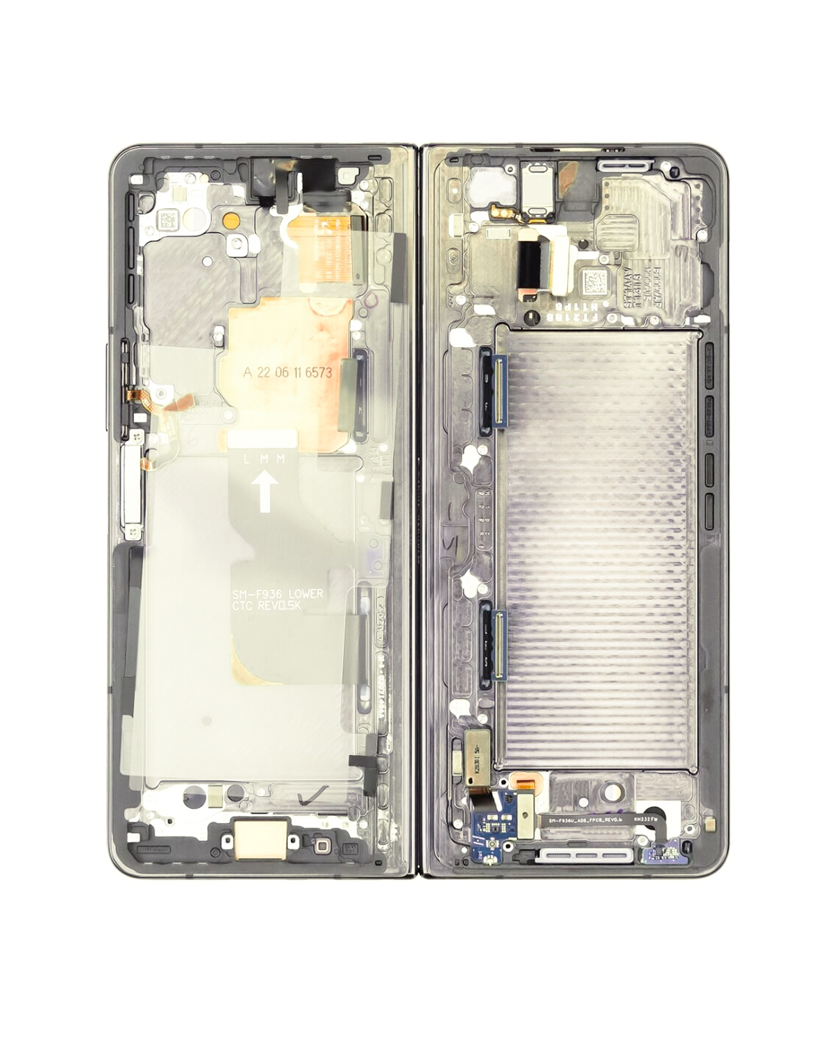 Inner OLED Assembly With Frame Compatible For Samsung Galaxy Z Fold 4 5G Replacement (US & International) (Used OEM Pull: Grade B/C) (Beige)