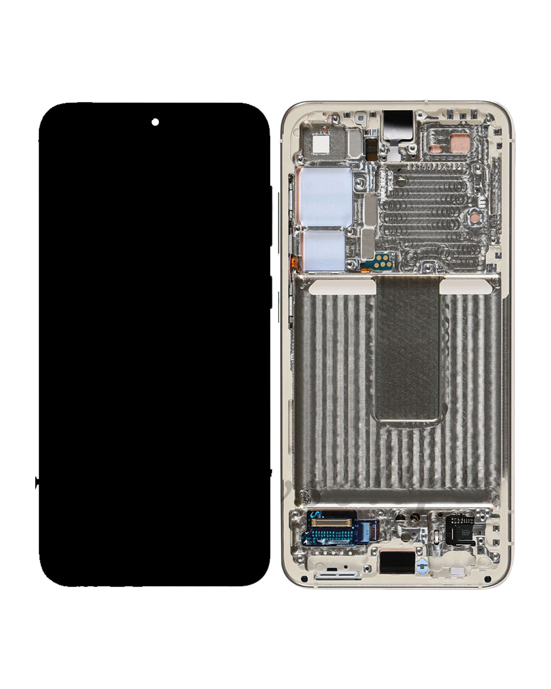 OLED Assembly With Frame Compatible For Samsung Galaxy S23 5G  Replacement(US & International) (Used OEM Pull: Grade B/C) (Cream)