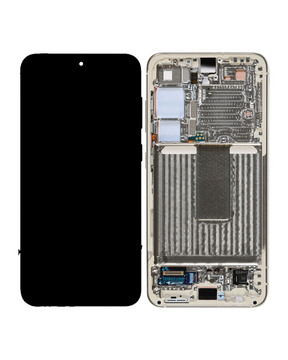 OLED Assembly With Frame Compatible For Samsung Galaxy S23 5G  Replacement(US & International) (Used OEM Pull: Grade B/C) (Cream)