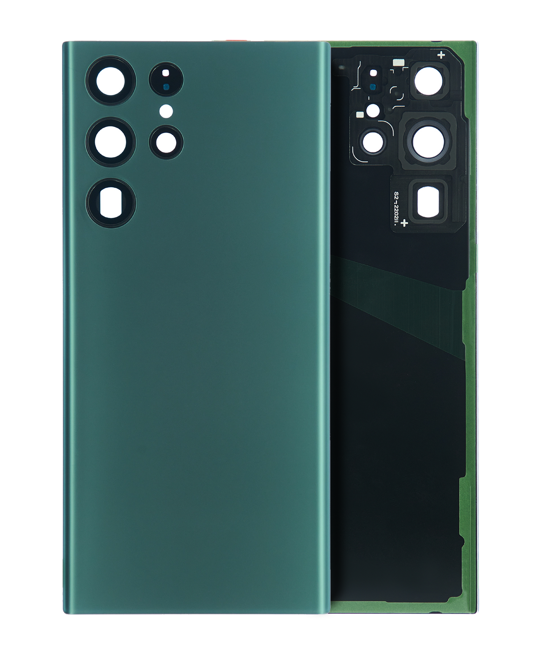 Back Cover Glass With Camera Lens Compatible Samsung Galaxy S22 Ultra Replacement by MacFactory.Store (Service Pack) (Green)