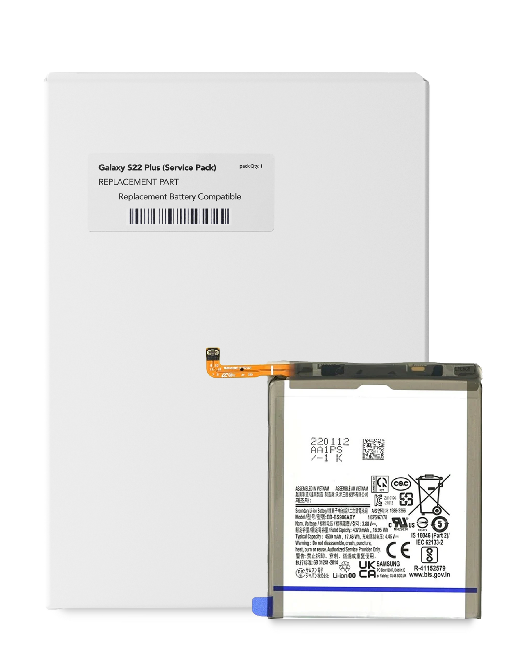Replacement Battery Compatible Samsung Galaxy S22 Plus (EB-BS906ABY) (Service Pack)