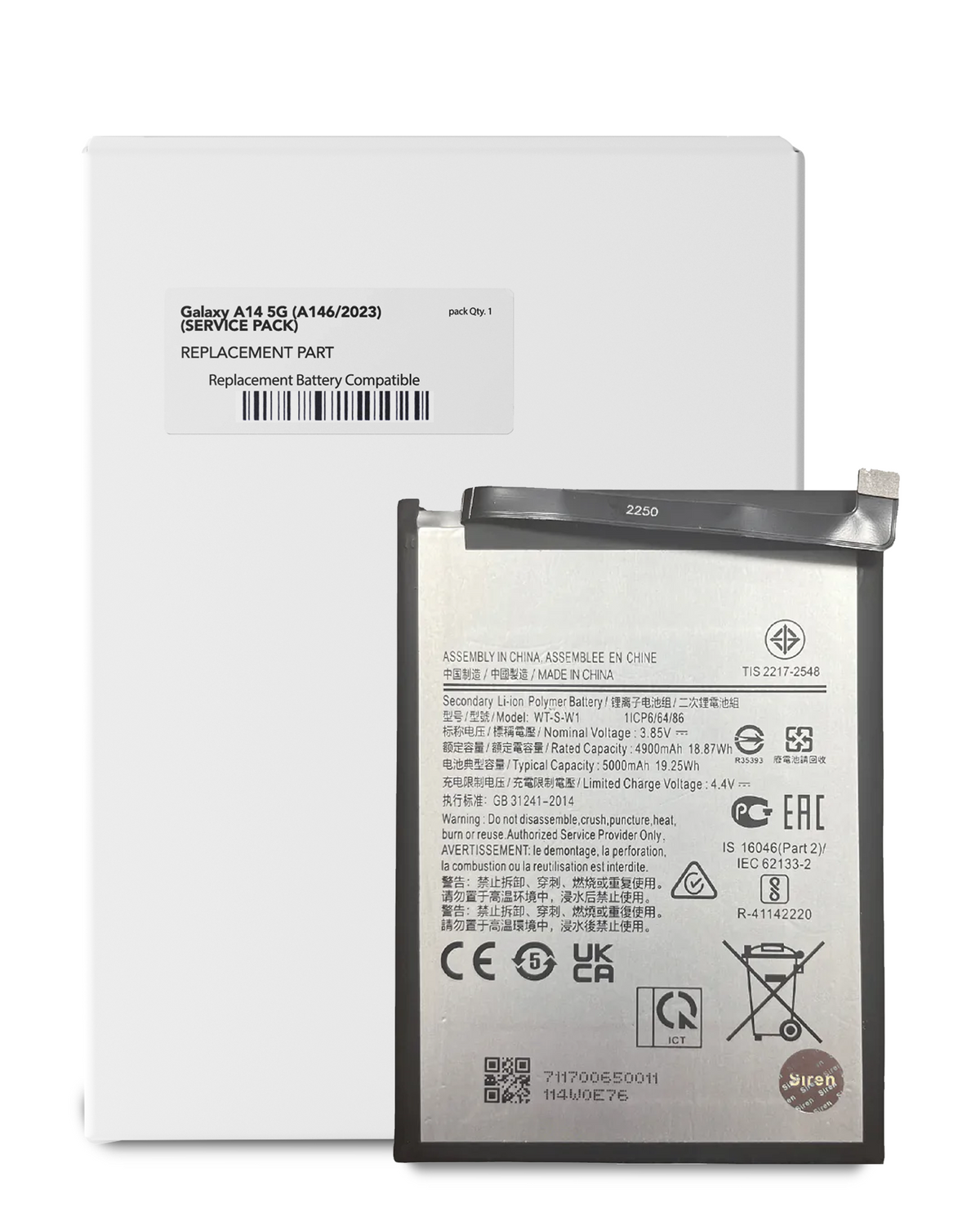 Replacement Battery Compatible For Samsung Galaxy A04 (A045 / 2022) / A04E (A042 / 2022) / A14 (A145 / 2023) / A14 5G (A146U / A146P / A146V / A146W / 2023) (WT-S-W1) (Service Pack)