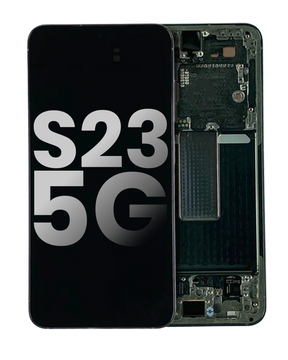 OLED Assembly With Frame Compatible For Samsung Galaxy S23 5G Replacement (US & International) (Used OEM Pull: Grade B/C) (Phantom Black)